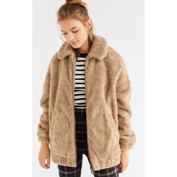 Urban Outfitters Jackets & Blazers - SOLD // OVERSIZED FAUX SHERPA ZIP-UP JACKET